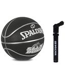 Spalding Slam Dunk NBA Black Basketball Ball with Pump Men's Official Ball Size 5, 6, 7 (7)