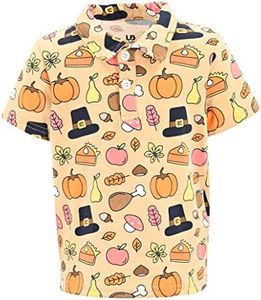 Unique Baby Boys Turkey Leg Print Thanksgiving Collared Polo T Shirt (7Y, Orange)