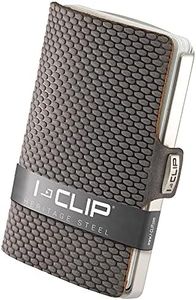 I-CLIP Portafoglio in acciaio inossidabile con fermasoldi intercambiabili - Portafoglio sottile - Portafoglio in pelle - Portacarte in acciaio inossidabile- Milanaise Grigio Urbano satinato
