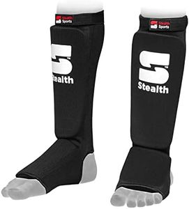 Stealth Sports Boxing Shin Guard - Professional Muay Thai Shin Guards - 12mm Thick Leg & Foot Shin Instep Guard - Protective Sparring Gear for MMA, Taekwondo, Karate, Kickboxing, Men & Women (S)