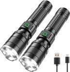 Rechargeable Flashlight, BUCASA High Lumens Tactical Flashlight, Brightest LED Flashlights with 3 Modes & Zoomable, Pocket-Sized Waterproof Flashlight for Camping Hiking Emergency (2 Pack)