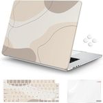 iCasso Compatible with MacBook air 15 inch case 2023 M2 Chip with Liquid Retina Display & Touch ID, Protective Plastic Hard Shell Case + Keyboard Skin Cover + Screen Protector, Art Modern Brown