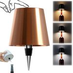 AIMARS Wireless Bottle Lamp, 3 Color Stepless Dimming Wine Bottle Lamp, LED Rechargeable Touch Control Wireless Bottle Lampshade for Bedroom, Restaurant, Bar (Rose Gold, 1-Pack)