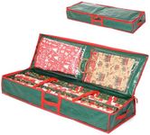 KWyue Premium Wrap Organizer, Interior Pockets, fits 18-24 Standers Rolls, Underbed Storage, Wrapping Paper Storage Box and Holiday Accessories,Tear-Proof Fabric