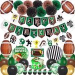 Super Bowl Party Decorations Football Birthday Decorations Sports Party Supplies Set (Birthday Banner Paper Pom Poms Cake Toppers Lanterns Balloons) (Football-01)