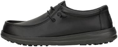 HEYDUDE Wally Work CE Classic Wide Black Size 8, Men’s Shoes, Men's Slip-on Loafers, Comfortable & Light-Weight