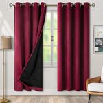 BGment Thermal Insulated 100% Blackout Curtains for Bedroom with Black Liner, Double Layer Full Room Darkening Noise Reducing Grommet Curtain, 2 Window Curtain Panels of 52 x 84 Inch, Burgundy