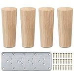 4.72 inch / 12cm Wooden Furniture Legs, La Vane Set of 4 Solid Wood Cone Shaped Furniture Replacement Feet with Mounting Plate & Screws for Sofa TV Cabinet Bed Dining Table