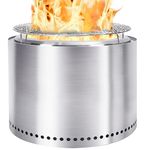 Shedvantage Outdoor Smokeless Fire Pit 14" - Portable Bonfire 304 Stainless Wood Burning Fireplace with Grill and Removable Ash Pan, Ideal for Camping and Party, Dia14 x H12 (Size:L 14lnch)