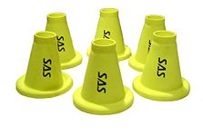 SAS SPORTS Cricket Batting Tee - Durable TPR Material | Cricket Cones for Exercise | Cricket Equipment Tee for Batting, Cricket Practice | Cricket Cones for Practice (Yellow, Pack of 6)