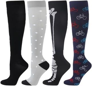 BONANGEL 4 Pares Calcetines de Compresión para Mujeres y Hombres 15 a 20 mmHg Medias de Compresion Deportivos y Médicos para Correr, Vuelo, Viaje, Enfermera, Materna