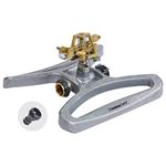 Melnor 65051-AMZ XT Metal Pulsating Sprinkler with QuickConnect Product Adapter Set, Silver, Gold, Black