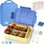 iNeibo Bento Box Lunch Box, 1330ML Bento Box for Kids Children with 6 Compartments Cutlery Set, Leak Proof Lunch Box for Kids Adults, Snack Box for School Kindergarten,Nursery, Office