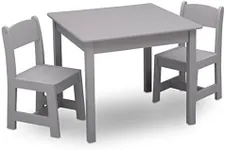 Delta Children MySize Kids Wood Table and Chair Set (2 Chairs Included) - Ideal for Arts & Crafts, Snack Time & More - Greenguard Gold Certified, Grey, 3 Piece Set