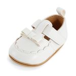 Cheerful Mario Baby Girls Mary Jane Shoes First Walking Shoes Soft PU Leather Cute Bowknot Anti Slip Soft Sole White-C 3-6 Months