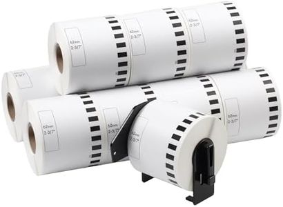 2-3/7"x 100' Continuous Labels Replacement for Brother DK-2205 Paper Label Maker Tape Use with QL-1060N QL-1050 QL-720 QL-710 QL-570 (12 Rolls,1 Reusable Frame)
