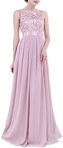 TiaoBug Women's Chiffon Embroidered Pleated Evening Gown Bridesmaid Maxi Dress Dusty Rose 6