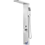 VEVOR Shower Panel System, 5 Shower Modes, LED Shower Panel Tower, Rainfall, Waterfall, 2 Body Massage Jets, Tub Spout, Handheld Shower Head with 59" Hose, Stainless Steel Wall-Mounted Shower Set