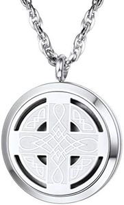 PROSTEEL Diffuser Necklace Locket Aromatherapy Necklace Stainless Steel Essential Oil Diffuser Mens Womens Celtic Knot Cross Jewelry