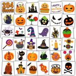 Leesgel Halloween Party Bag Fillers, 204 Sheets Individually Wrapped Temporary Tattoos for Kids Halloween Decorations, Fake Tattoos Halloween Stickers for Birthday Supplies Games Toys Favors