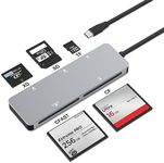 CFast 2.0 Card Reader, USB C CFast Card Reader 3.0 5Gbps CFast/CF/SD/TF/XD 5 in 1 Memory Card Reader/Adapter for SanDisk, Lexar, Transcend, Sony Card, Read CFast/TF/SD/XD/CF 5 Cards Simultaneously