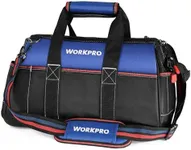 WORKPRO 16-inch Wide Mouth Tool Bag, Heavy Duty Cloth Tool Storage Bag with Water Proof Molded Base, Adjustable Shoulder Strap