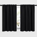 NICETOWN Curtains 45 Inches Long Blackout 2 Panels - Halloween Decoration Noise Reducing Rod Pocket/Back Tab Window Curtains for Bedroom, Room Darkening Drapes for Living Room, 42 W × 45 L, Black