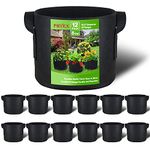 PHYEX 12-Pack 5 Gallon Nonwoven Grow Bags, Heavy Duty Aeration Fabric Pots with Durable Handles, Come with 12 Pcs Plant Labels