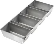 USA Pans Aluminized Steel Bakeware Strapped Mini Loaf Pan, 4 Loaves, Nonstick and Quick Release Coating