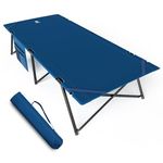 EVER ADVANCED Camp Bed for Adults Folding Camp Beds with Side Pocket Heavy Duty Camp Cot Enlarged Camping Cot Bed with Carry Bag Portable Camping Beds for Outdoor Office Guest Loads 200KG Blue