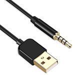 AGPTEK 3.5mm Male Jack to USB Charge & Data Cable for iPod Shuffle, Headphones, Black