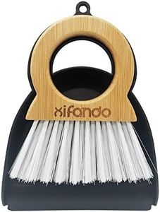 Xifando Mini Broom and Dustpan for Housekeeping-Bamboo Handle Small Broom and Dustpan Set Combination Mini Desktop Sweep, Keyboard Cleaning Brush with Shovel Brush,Round Bamboo Handle