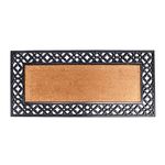 Onlymat Natural Rubber Coir Rectangular Doormat with Designer Border Long-Lasting, Heavy Duty, Anti-Slip PVC Backing, Large & Thick Entryway Rug for Indoor & Covered Door Entrances, Brown & Black