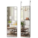 Leyden Over The Door Mirror, 48''x14'' Full Length Mirror Rectangular Wall Mounted Mirror Black Frame Mirror Hanging Behind The Door for Home Decoration, Bedroom,Living Room