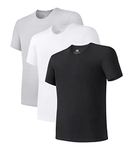 DAVID ARCHY Men's Undershirt Bamboo Rayon Moisture-Wicking T-Shirts Stretch Crewneck Tees for Men, 3-Pack (M, Black/White/Light Gray)