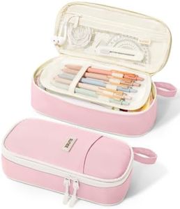 SUNEE Cute Pencil Case, Aesthetic Pen Pouch, Colored Large Pencil Bag with Zipper, Kawaii Stationery Storage and Organizer, School Supplies for Teen and Adult Girls, Pink
