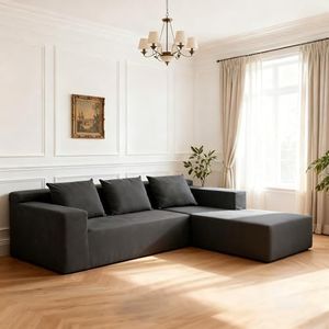 ANONER 103” Cloud Sectional Sofa L-Shaped Boneless Couch, Modern Minimalist Modular Free Combination Foam Sofa with Deep Seat for Living Room, No Assembly Required, Dark Grey