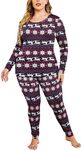 IN'VOLAND Women’s Plus Size Thermal Long Johns Sets Fleece Lined 2 Pcs Underwear Top & Bottom Pajama Set Christmas