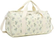 Duffle Bag for Gym Sports Women Girls Workout Travel Bag Weekender with Shoe Compartment and Wet Pocket, Beige Floral 102, L, Duffle Bag