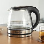 Borosil 1.2L Crystal Electric Glass Kettle | Made in India Borosilicate Glass Body with Blue Backlight | Auto Cut-Off, 360° Base, Spout Filter | Fast Boil | Cord Winder | 1 Year Warranty