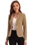 Allegra K Women's Work Office Lapel Collar Stretch Jacket Suit Blazer, Deep Khaki, Medium a23030700ux0210