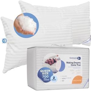 Set of 2-Superior 100% Down 700 Fill Power Hungarian White Goose Down Pillow. Queen Size