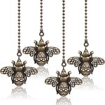 4 Pieces 13 Inch Vintage Bee Ceiling Fan Pulls Chain Decorative Ceiling Fan Chain Extenders Charm Pendant Ceiling Fan Dangler with Connector Ornaments for Ceiling Fan Light (Queen Bee Style)