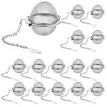 GOYADA 15 Pcs 2 Inch Tea Strainer Ball, Stainless Steel Tea Infuser, Tea Strainer Fine Mesh with Extend Chain Hook for Loose Tea, Rose, Spices & Seasonings