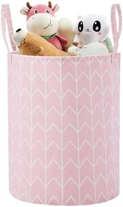 TECHMILLY Large Storage Basket for Girls and Boys, Collapsible Laundry Hamper with Long Handles, Toy Bins for Nursery, Kids Room Décor