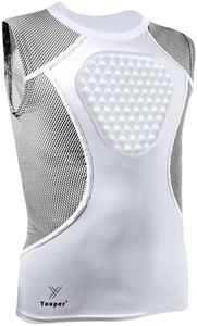 Youper Adult Padded Chest Protector Shirt, Heart-Guard/Sternum Protection for Baseball, Football, Lacrosse & Goalies (Medium, White/Grey)