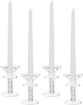 Okuna Outpost Crystal Candlestick Holders, Glass Home Decor (2.8 x 4.2 Inches, 4 Pack)