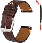 Gomvadr Quick Release Leather Watch Band, Top Grain Leather Watch Straps, Italian Calfskin Watchbands Replacement Strap for Men Women 16mm 18mm 19mm 20mm 21mm 22mm 24mm (Brown/Silver Buckle)