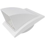 Vent Systems White 4" inch Exhaust Vent Cover - Dryer Vent Hood - Louvered Dryer Cover - Vent Hood Cap - One-Directional Plastic Air Supply Grille - Non Return Valve - Outlet Cowl Air Vent Grille