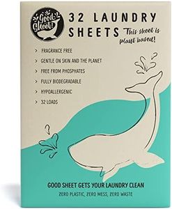 Eco Laundry Detergent Sheets, Fragrance Free, Great for Travel, No Plastic, Totally Plant-Based, 32 Washes, Fully Degradable Laundry Sheet Strips For Washing Clothes